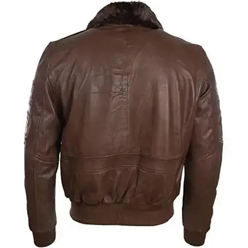 Mens Genuine Leather Aviator Jacket