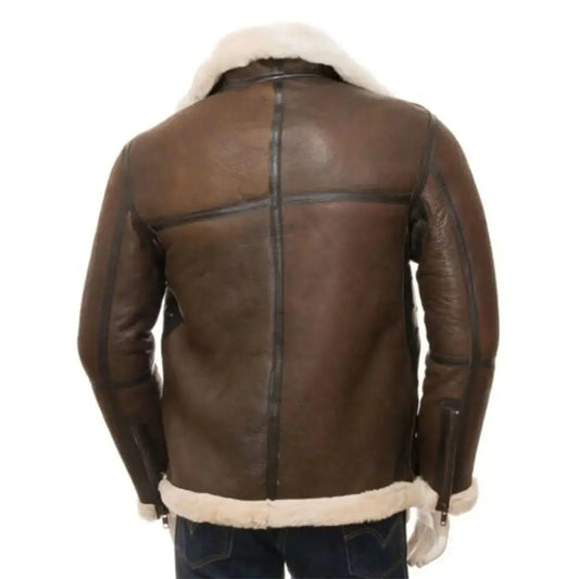 Mens Brown Leather Aviator Jacket