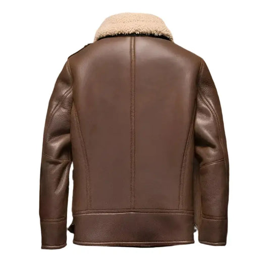 Mens Brown Shearling Pilot Leather Jacket