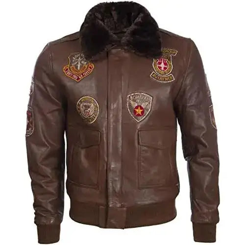 Mens Genuine Leather Aviator Jacket