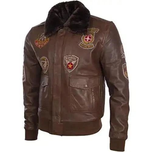 Mens Genuine Leather Aviator Jacket