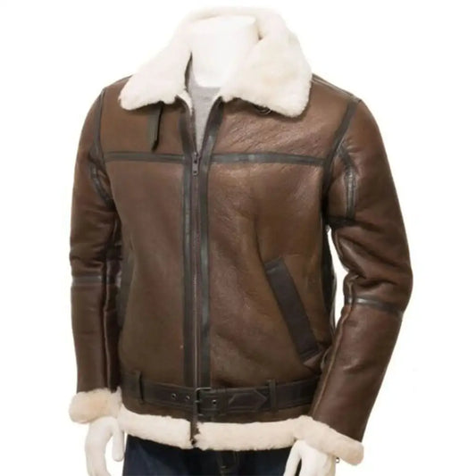 Mens Brown Leather Aviator Jacket