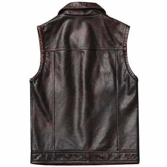 Men’s Vintage Brown Motorcycle Leather Vest